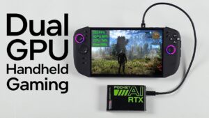 Lenovo Legion Go 2 handheld device paired with an RTX A500 eGPU