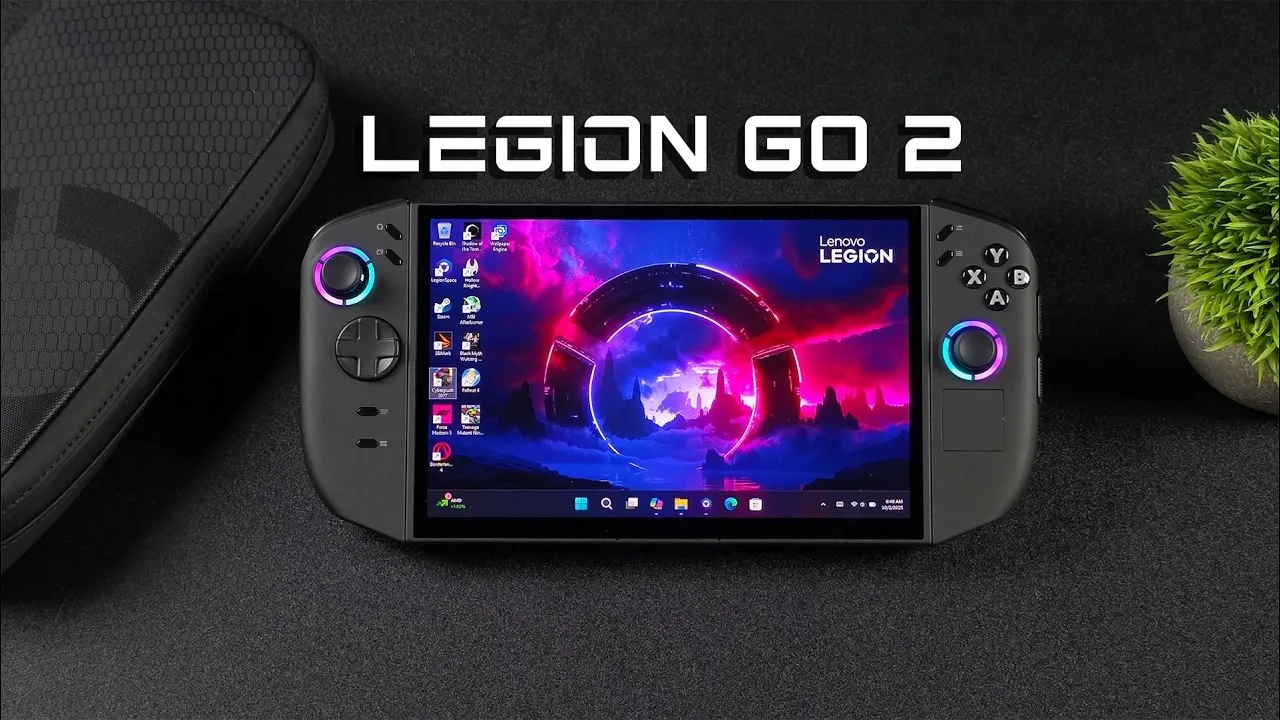 Lenovo Legion Go 2 handheld gaming device with an 8.8-inch OLED display