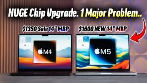 Side-by-side comparison of M4 and M5 MacBook Pro models