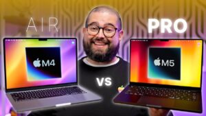 Side-by-side comparison of the M5 MacBook Pro and MacBook Air models