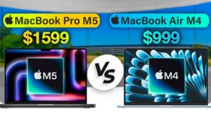 MacBook Pro M5 and MacBook Air M4 side-by-side comparison