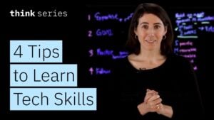 A professional using a laptop to learn new technology with confidence