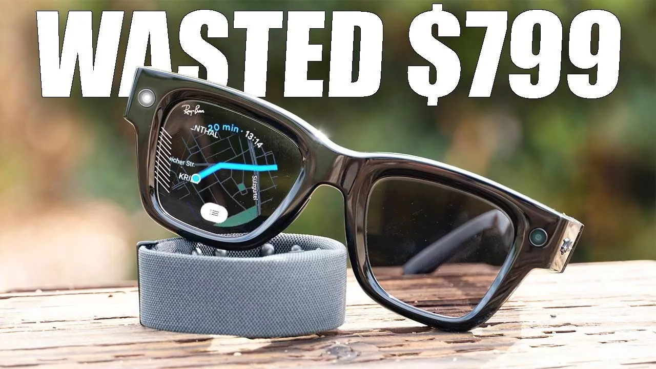 Close-up of Meta Ray-Ban smart glasses highlighting their augmented reality features