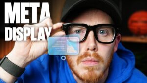 Close-up of Meta Ray-Ban smart glasses showcasing sleek design and AI-powered features