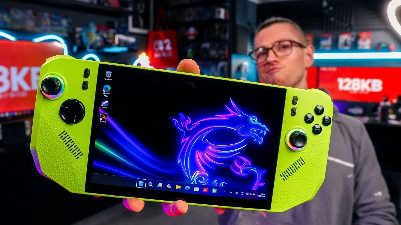The MSI Claw A8 Z2 Extreme handheld gaming console with an 8-inch vivid display