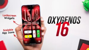 OxygenOS 16 lock screen showcasing dynamic visuals and customizable widgets