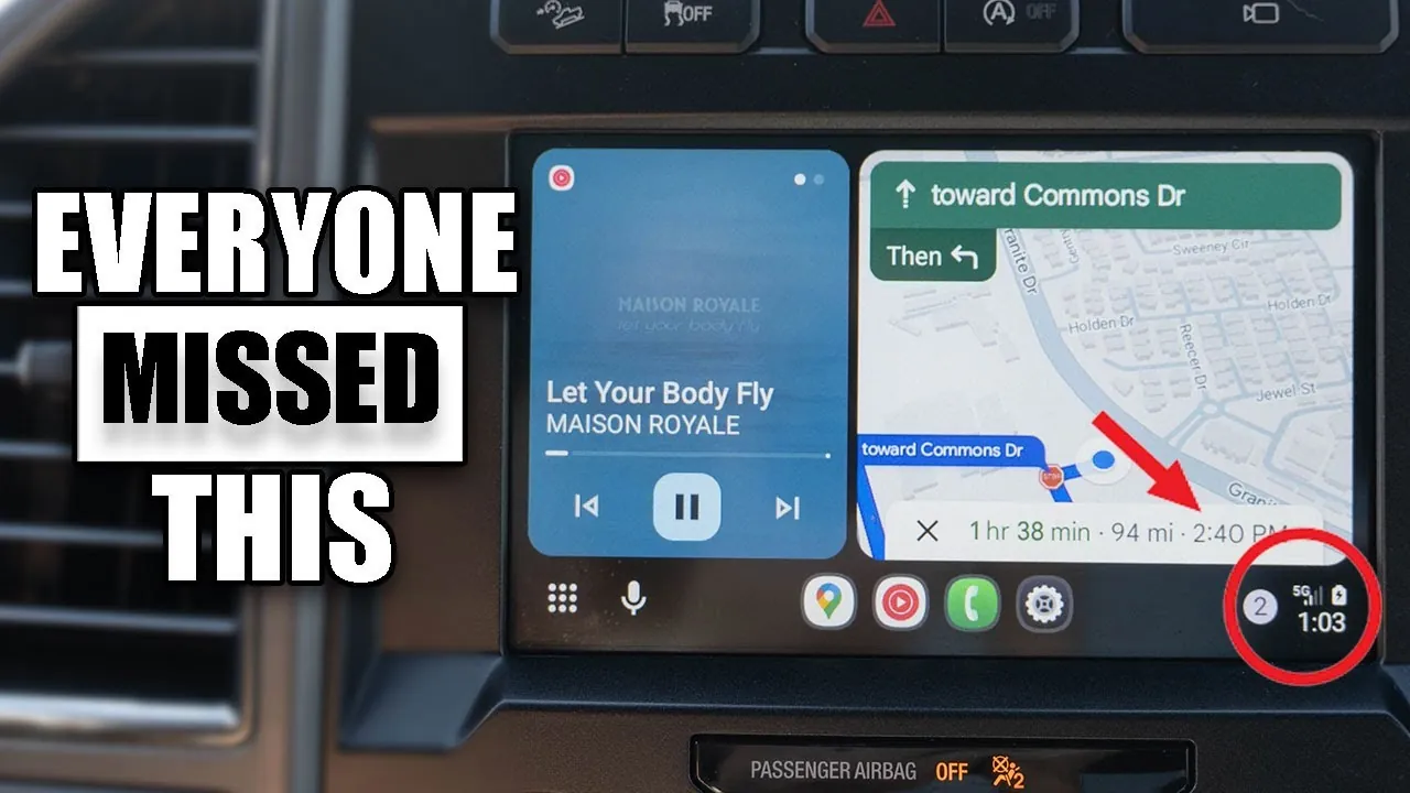 Personalized Android Auto interface with app shortcuts and wallpaper