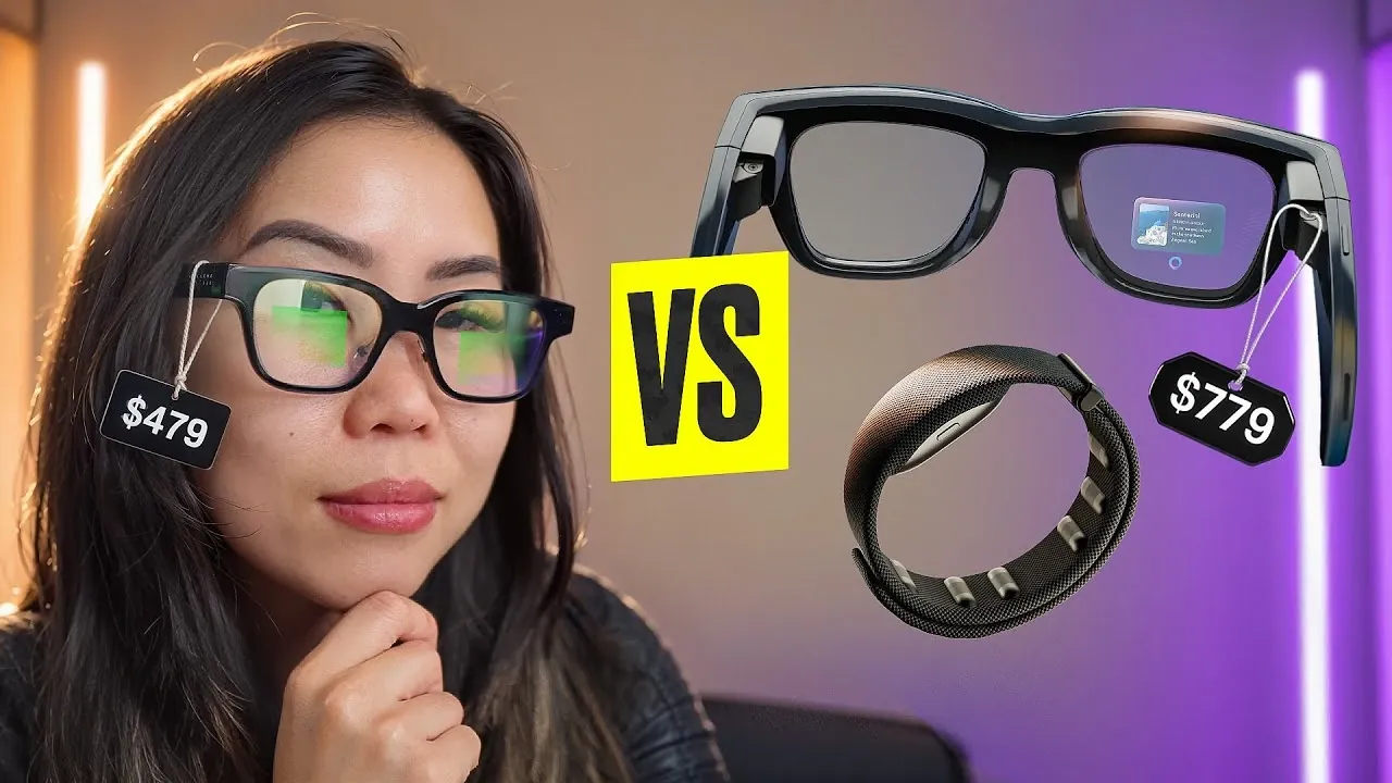 A side-by-side comparison of Rokid Glasses and Meta Ray-Ban Display, highlighting their unique features and designs
