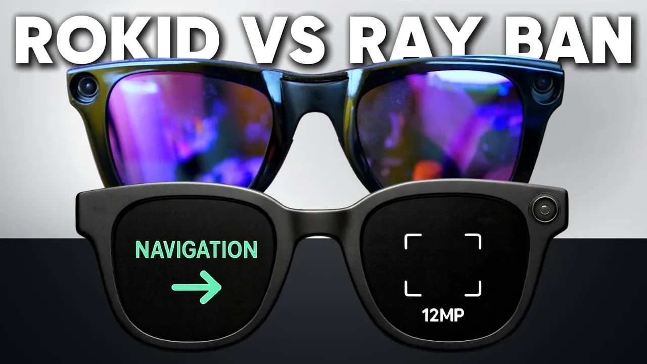 Side-by-side comparison of Rokid and Ray-Ban smart glasses, highlighting their unique features