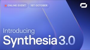 A screenshot of Synthesia 3.0 showcasing its AI-powered video creation interface