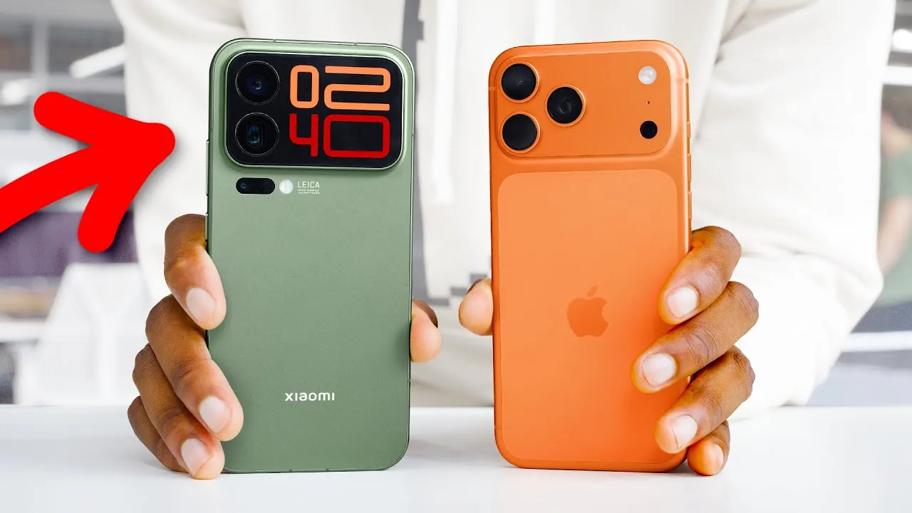 Close-up of Xiaomi 17 Pro Max showcasing its innovative rear OLED display