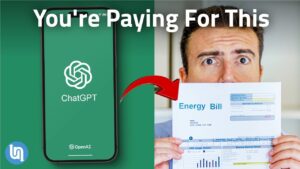 Illustration of AI data centers driving higher residential electricity bills