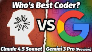 Side by side view of Claude 4.5 Sonnet and Gemini 3 Pro results across coding tasks.