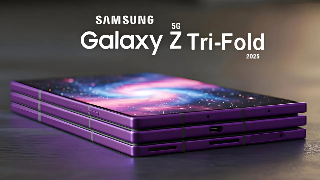 Close-up of the Galaxy Z Trifold's foldable screen in action