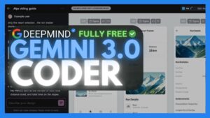 Gemini 3.0 Build Mode generating app code with a live preview panel