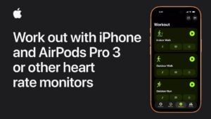 iPhone and AirPods Pro 3 tracking fitness metrics in real-time