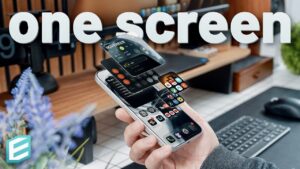 Minimalist iPhone home screen setup with widgets and shortcuts