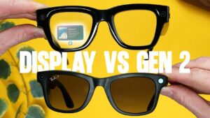 Side by side of Meta Ray-Ban Wayfarer Gen 2 and Display showing size, lens options, and frame differences