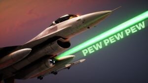 Naval ship uses a high energy laser turret to disable an incoming cruise missile