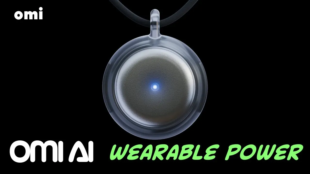 OMI AI ChatGPT wearable shown as a pin sized device with necklace clip