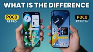 Poco F8 Ultra and Pro smartphones side-by-side comparison