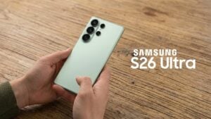 Samsung Galaxy S26 Ultra showcasing its sleek black frame and modern design