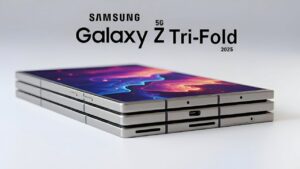 Samsung Galaxy Z Tri-Fold smartphone showcasing its triple-fold display