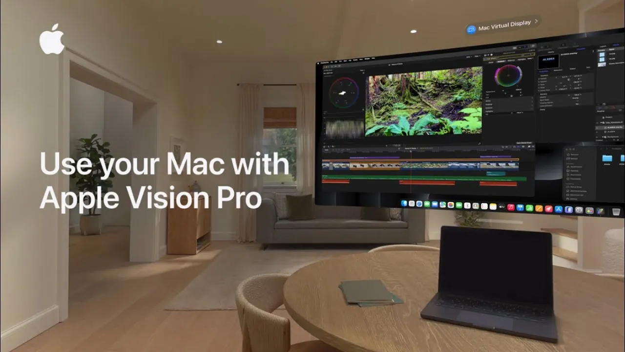 Apple Vision Pro connected to a Mac for an immersive virtual workspace