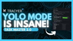 Dashboard showing YOLO Mode in Tracer running planning, coding, and verification automatically for a complex app build.