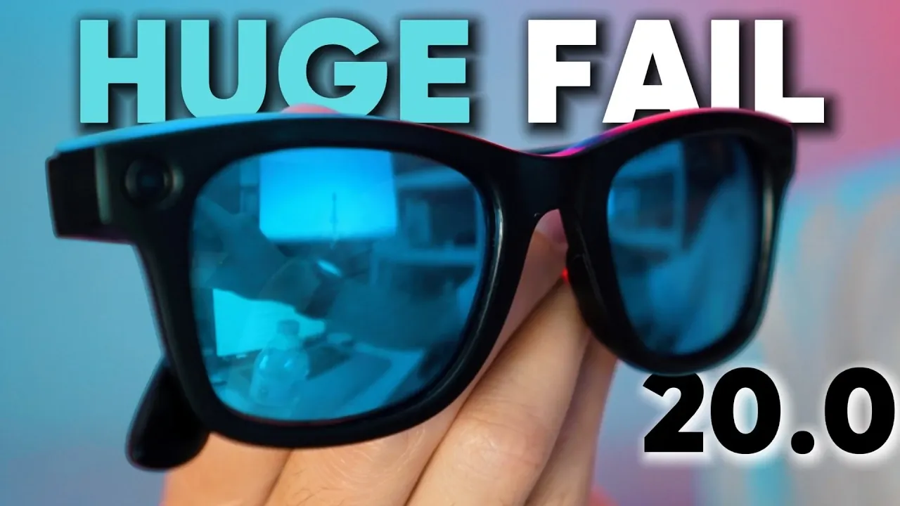 Close-up of Ray-Ban smart glasses after version 20.0, emphasizing stability and restored slow motion capture.