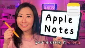 Apple Pencil converting messy handwriting to clean text, while the lasso tool selects and moves lines.