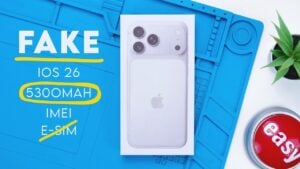 Comparison of a fake iPhone and a genuine iPhone side by side