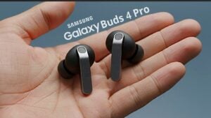 Close-up of Samsung Galaxy Buds 4 Pro showcasing sleek wireless earbud design