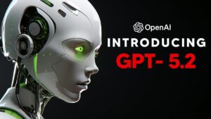 Concept graphic showing GPT-5.2 supporting project planning tasks with long context and reduced hallucinations for teams.