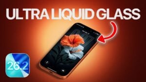iPhone displaying the ultra liquid glass aesthetic from iOS 26.2