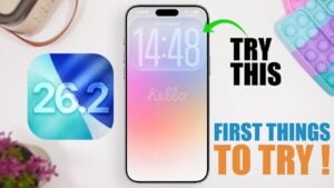iOS 26.2 lock screen showcasing the liquid glass effect for a modern design
