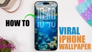 iPhone lock screen with depth effect and underwater clock design