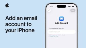iPhone Mail settings screen showing options to add a new email account.