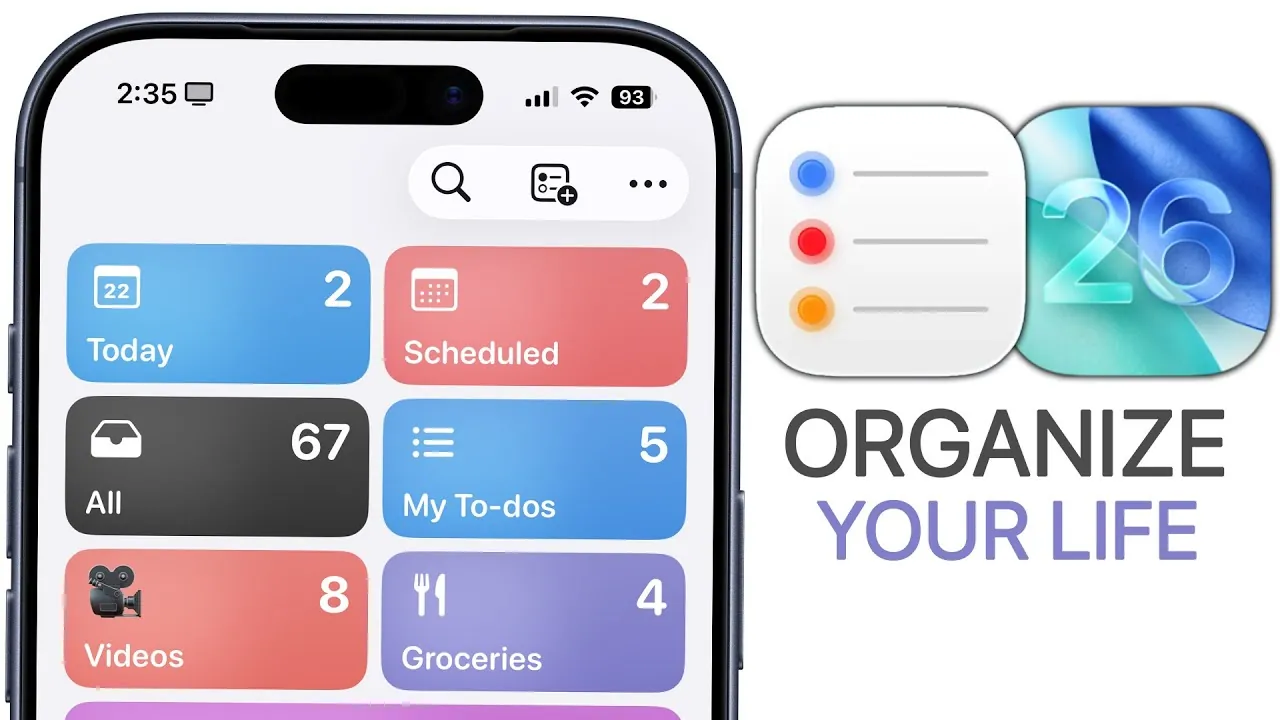 Kanban board workflow in Apple Reminders for visualizing tasks in iOS 26