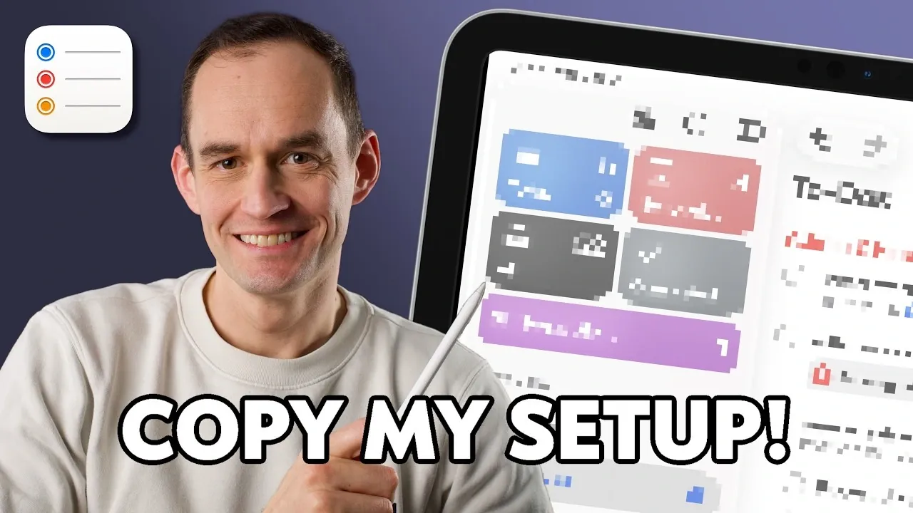iPhone screen showing Reminders with color-coded lists and a pinned Today view combining due items and flags.