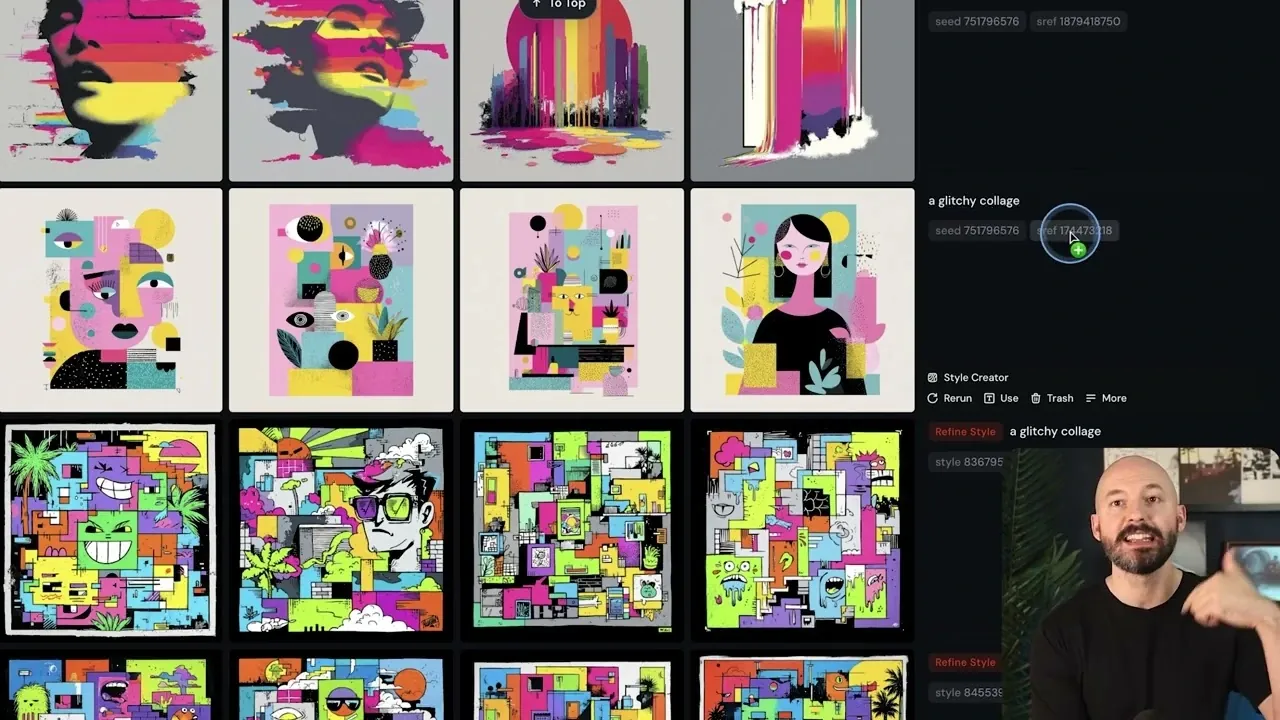 Midjourney Style Creator, choosing favorites while the system refines options quietly in the background.