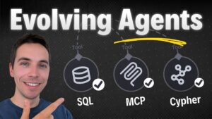 Diagram showing an n8n workflow where an AI agent saves proven SQL patterns to answer future questions.