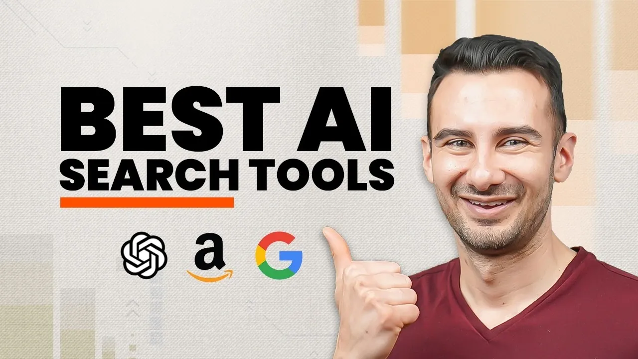 Side-by-side view comparing six AI search tools across tasks like shopping, troubleshooting, and quick facts in 2025.