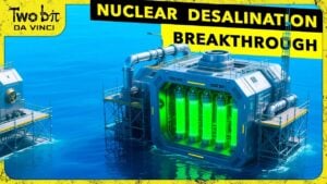 Diagram showing reactor heat feeding RO with MED units to produce clean drinking water alongside electricity generation.