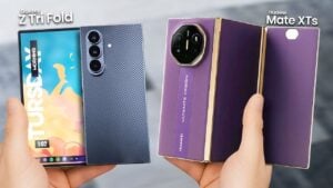 Samsung Galaxy Z Tri Fold and Huawei Mate XT 2025 side-by-side comparison