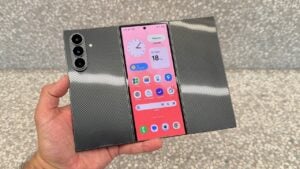 Samsung Galaxy Z TriFold showcasing its dual-hinge foldable design