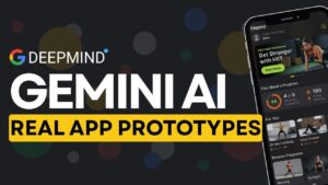Gemini 3 Pro inside Stitch planning layouts, then producing clean code with linked flows, buttons, and animations.