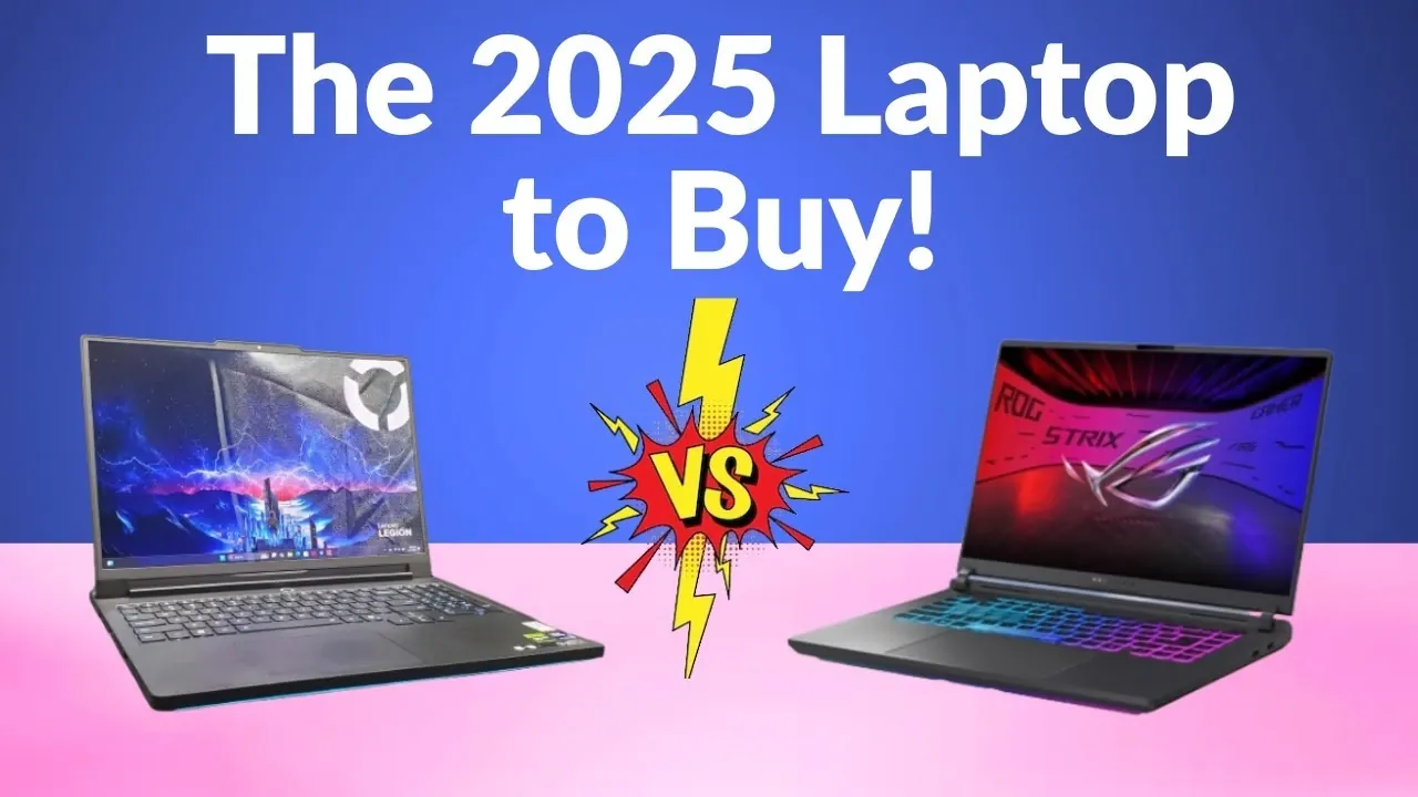 Side-by-side Lenovo Legion Pro 7i Gen 10 and ROG Strix G16, highlighting 16-inch screens and different panel tech.