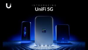 Network rack using a UniFi 5G gateway as failover WAN with SLA policy and custom routing rules.
