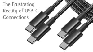 Close-up of a Type?C cord labeled 240W beside a laptop charger and phone, highlighting high watt charging capability.